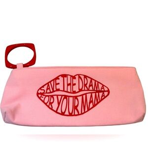 Y2K Bracelet Lips Bag “Save The Drama‎ For Your Mama” Pink Wristlet Clutch Bag